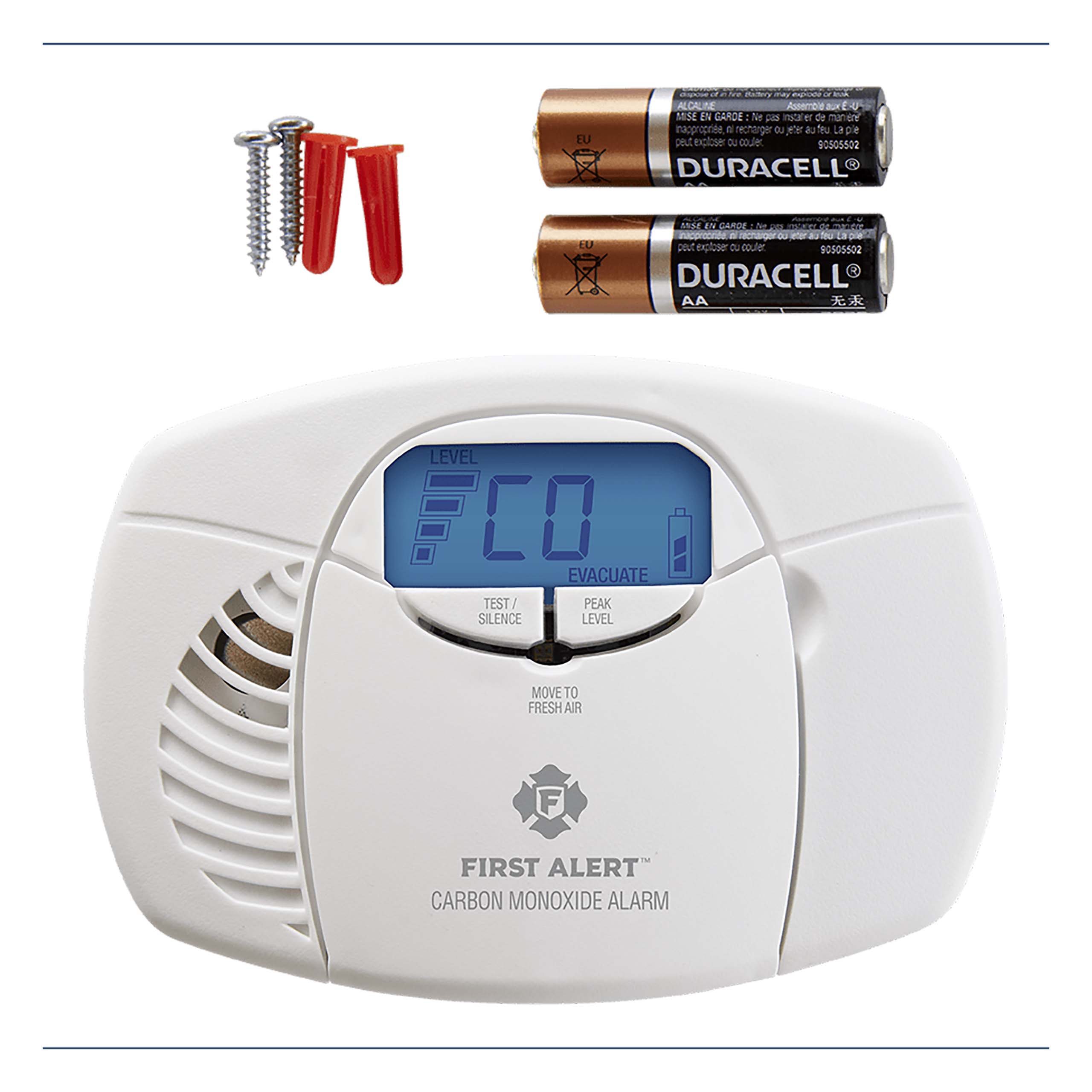 Battery-Operated Carbon Monoxide Alarm with Backlit Digital Display