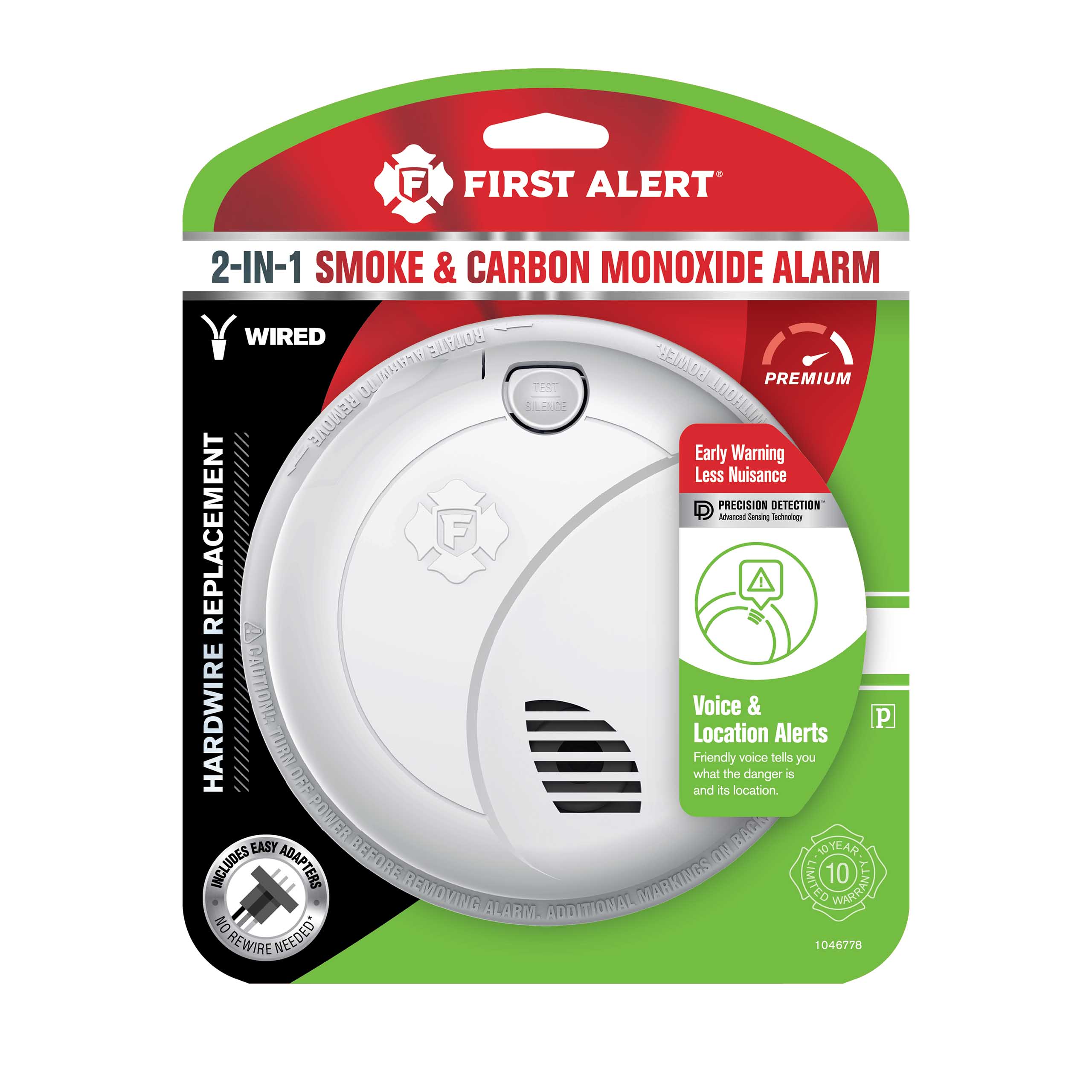 Interconnect Hardwire Smoke & CO Alarm with Battery Backup & Voice